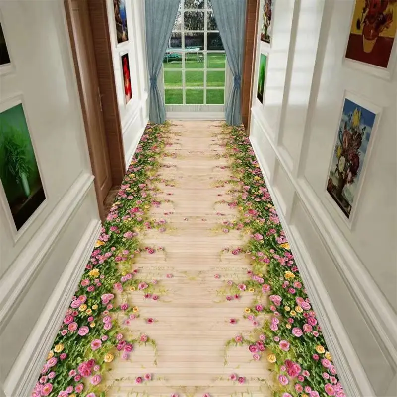 

3D Pastoral Style Long Corridor Carpets for Hallway Living Room Decoration Home Balcony Bedside Floor Mat Hotel Lobby Area Rug