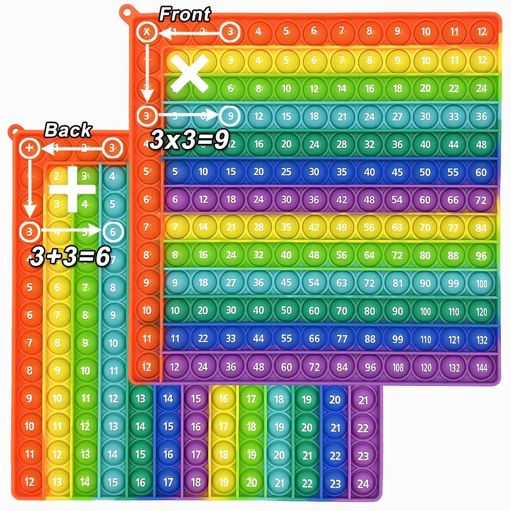 Multiplication Games Addition Chart Pop Fidget Toys, 12x12&12+12 Times Table Math Practice Activity, Montessori Educational Toys