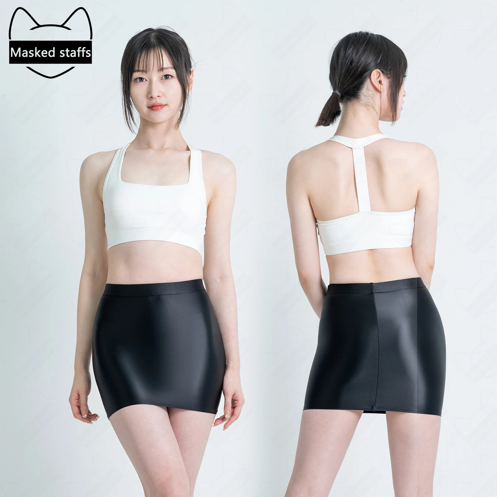 

MASKED STAFFS satin Oil Shining Half Skirt Sexy Wrap Hip One Step Skirt Elastic Silk Smooth Slim Half Skirt
