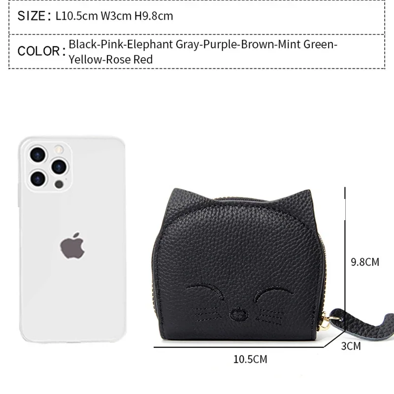 Genuine Leather Credit Card Holder for Women Zipper Cards Case Accordion Small Card Wallets Zip Around Name Card Case Organizer