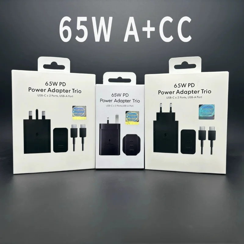 For Samsung 65W Super Fast Charger Galaxy S24FE S24Ultra S23 S22 FLip Fold 2 3 4 5 6 A06 A16 A15 A35 A55 Adapter cable saver