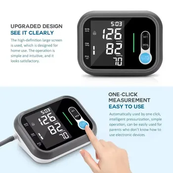 Home voice automatic arm sphygmomanometer LED large screen display time and date electronic blood pressure meter 4