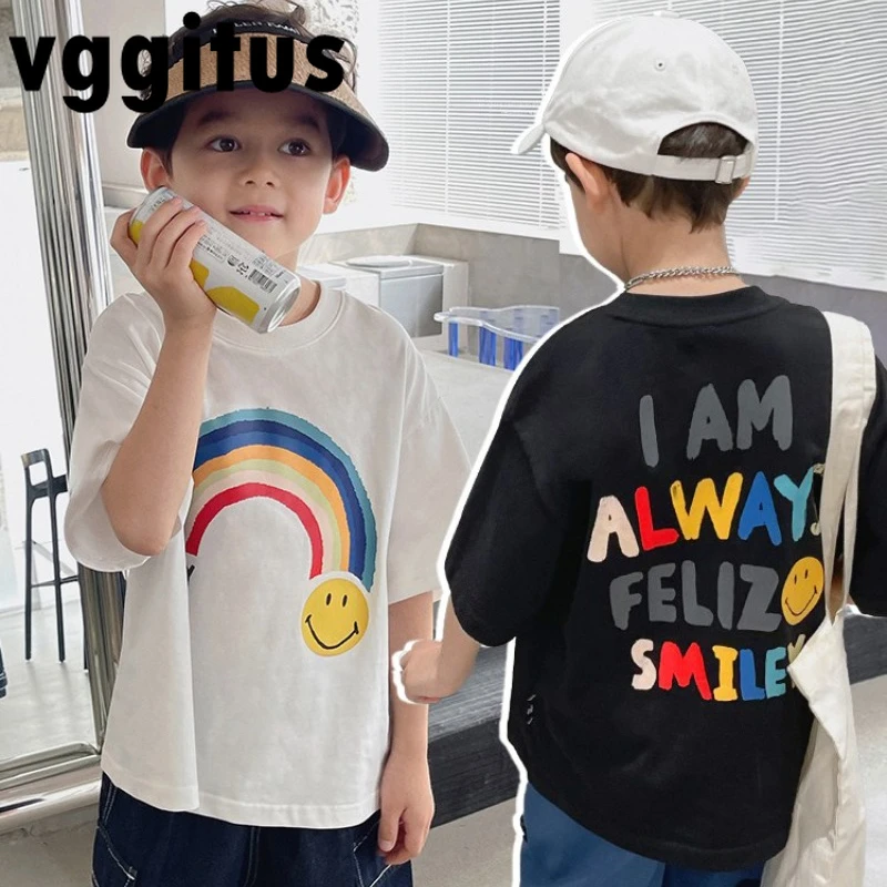 

New Summer Family Matching T-shirt Short Sleeves Rainbow Letter Top Mum Dad Son Daughter Parent-child Pullover Clothing H2535