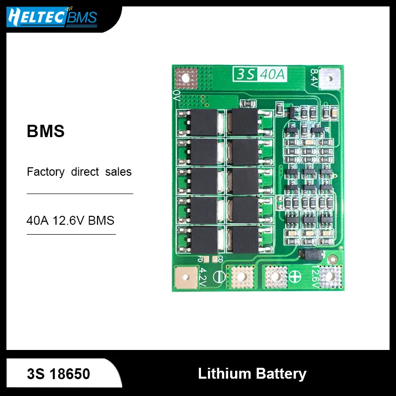 

3S 40A BMS 11.1V 12.6V 18650 Lithium Battery Protection Board With Balanced Version For Drill 40A Current/ Motorcycle Battery