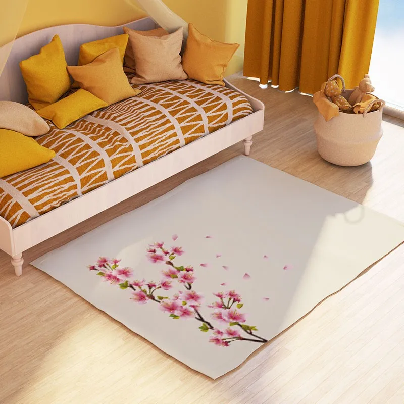 

Reese Velvet Soft Fleece Carpet Rugs Living Room Bedside Japanese Cherry Sakura Blossom Tree Customizabel Safe Floor Decor Mats