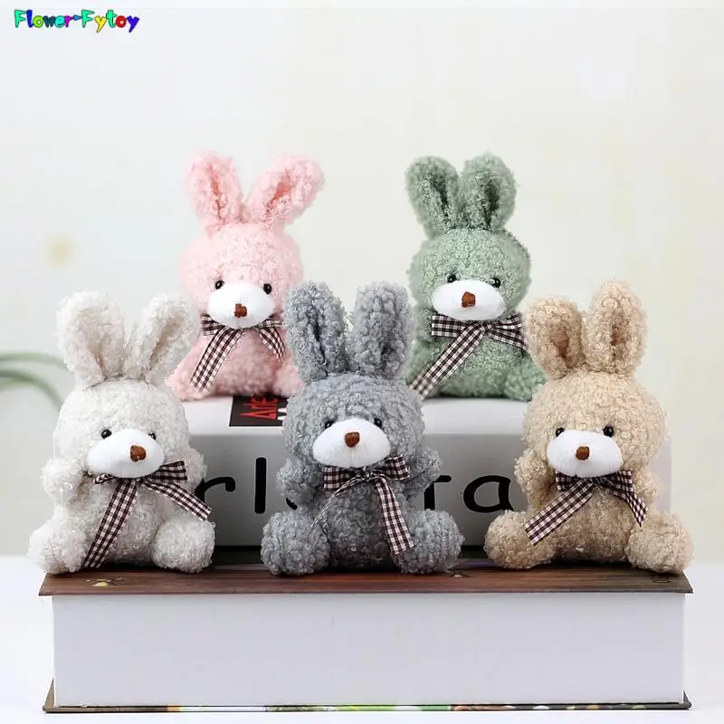 

11CM Cute Rabbit Bow Plush Stuffed Doll Tie Bunny Soft Pillow Plush Toy Home Decor Kid Gift Christmas Decoration Random