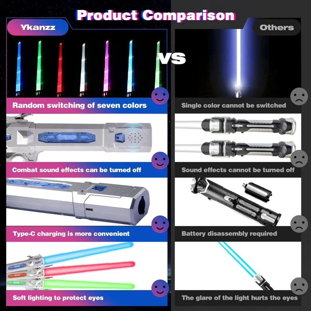 Laser Sword Children Colorful Glowing Telescopic Music 2-in-1 Rotating Decompression Toy