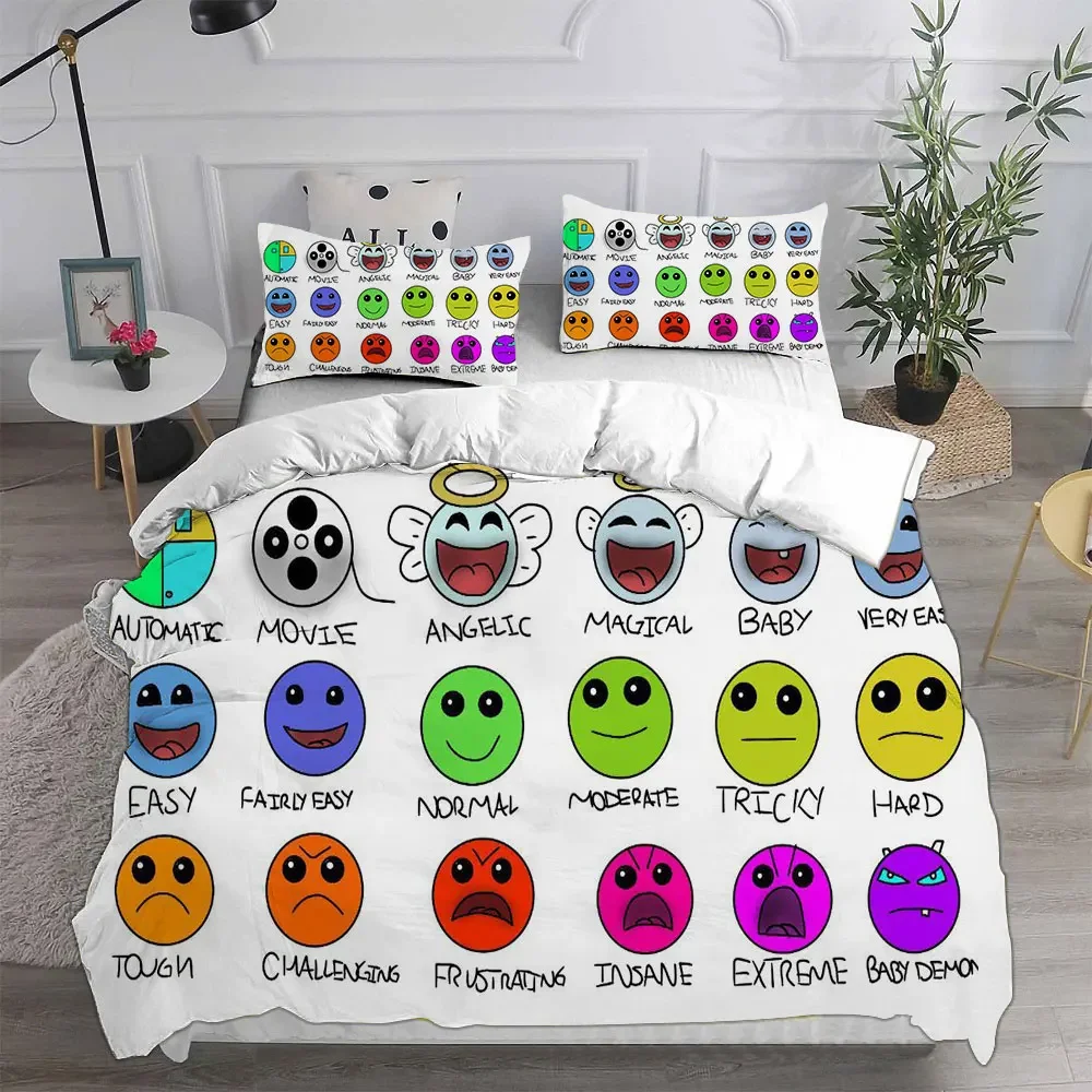 Geometry Dash Bedding Sets Comforter Quilt Bed Cover Duvet Cover Pillow Case 2-3 Pieces Sets Bedroom Decoration Home Supplies