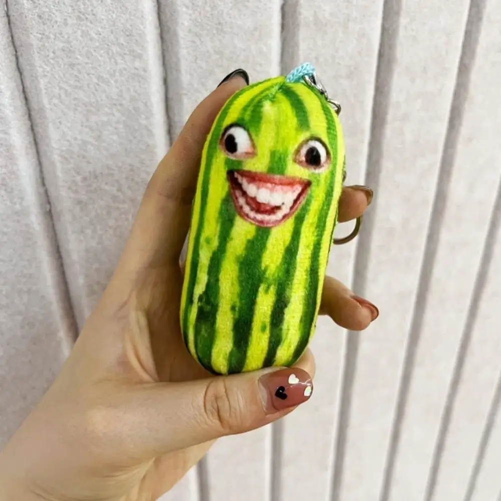

Cute Key Ring Humorous Voice Watermelon Plush Keychain Funny Face Expression Fruit Toy Pendant Birthday Gift Bag Accessories