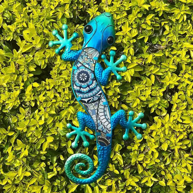 Metal Lizard Gecko Wall Art Otthoni Kerti Dekoráció Kültéri Szobrokhoz Szobrok És Figurák Miniatűr Díszek Hátsó Udvar - Image 6