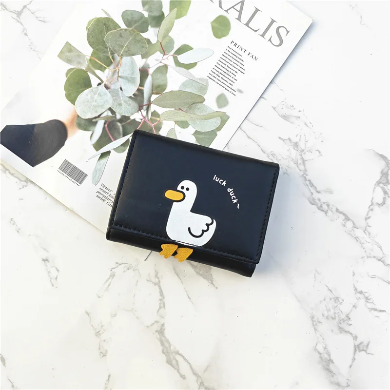 Cute 3d Duck Tri-folded Wallet Small Wallet Cash Pocket Card Holder Id  Window Purse For Women (pink, Duck Print)