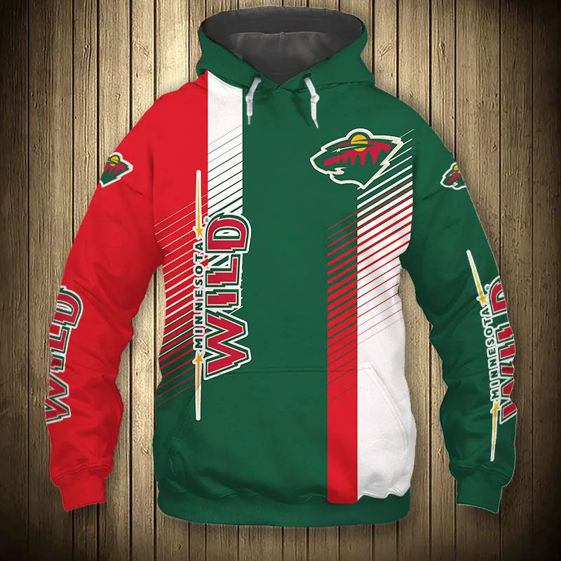 Red Green Stitching Cartoon Bear Print Sweatshirt Minnesota men's Casual Wild Hoodie |