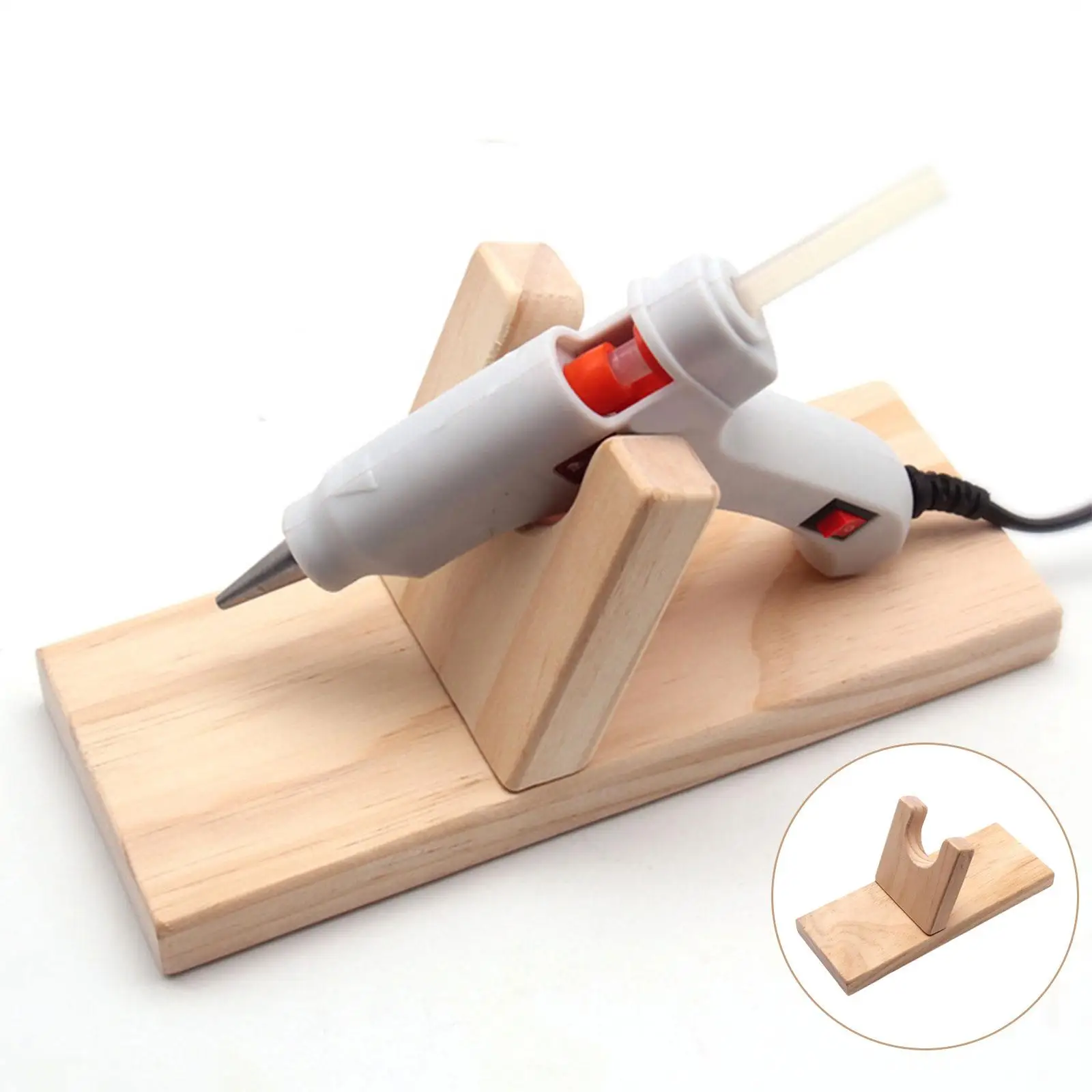 Hot Glue Gun Holder Glue Gun Stand Tools Storage Holder Bracket 20x8cm Wood Hot Machine Base Craft Room Organizer