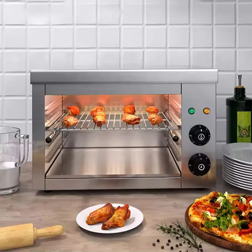 304 Stainless Commercial Electric Smokeless Grill - Adjustable Height Rotisserie for BBQ/Fish - Large Capacity & Easy Clean