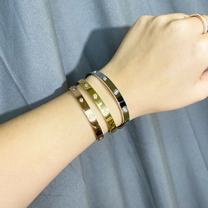 Gold Plating Lover Bracelets & Bangles for Women Charming Zirconia Couple Bracelet New Trendy Luxury Jewellery Gifts Bangle Bracelet Zircon Bracelet Zirconia Bangle