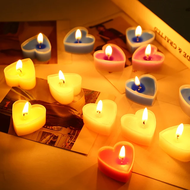 9Pcs Candle Valentine's Day Heart Shape Flickering Mini Desktop