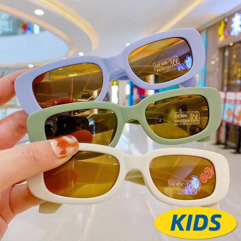 Tanie Prostokątne matowe okulary przeciwsłoneczne dla dzieci 2022, klasyczne sklep