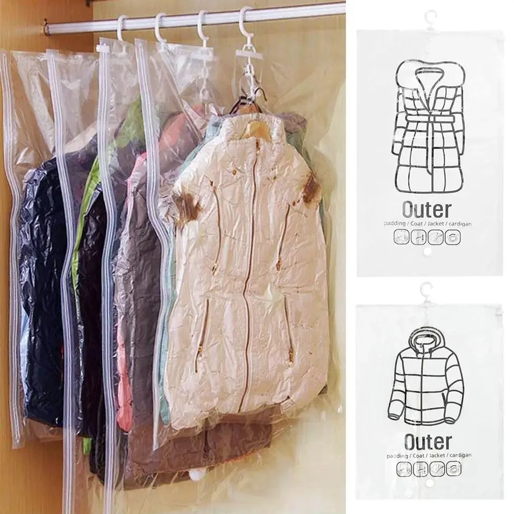 Hanging Vacuum Storage Bags Space Saver Bags, Clear Vacuum Sealer Bags for Clothing, Suits Jackets, Closet Organizers Storage 5