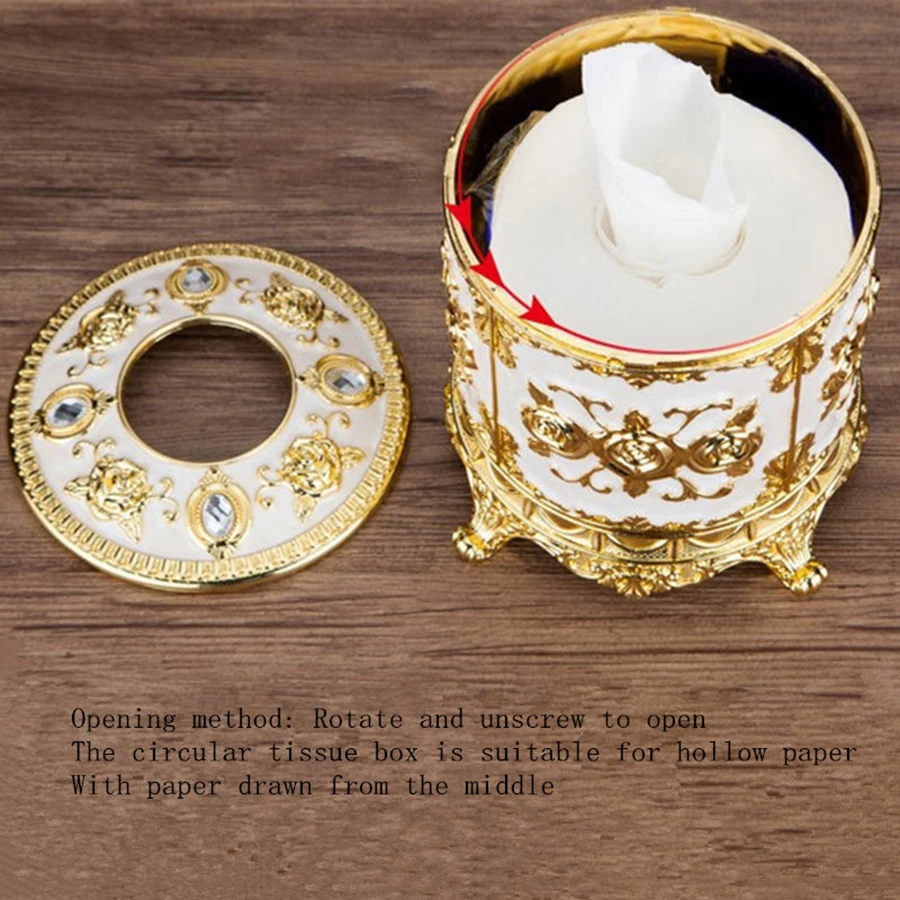 1pc European Circular Tissue Box, Cylindrical Paper Extraction box, Home Decoration, Hotel Restaurant, Hollow Paper Storage Box 2