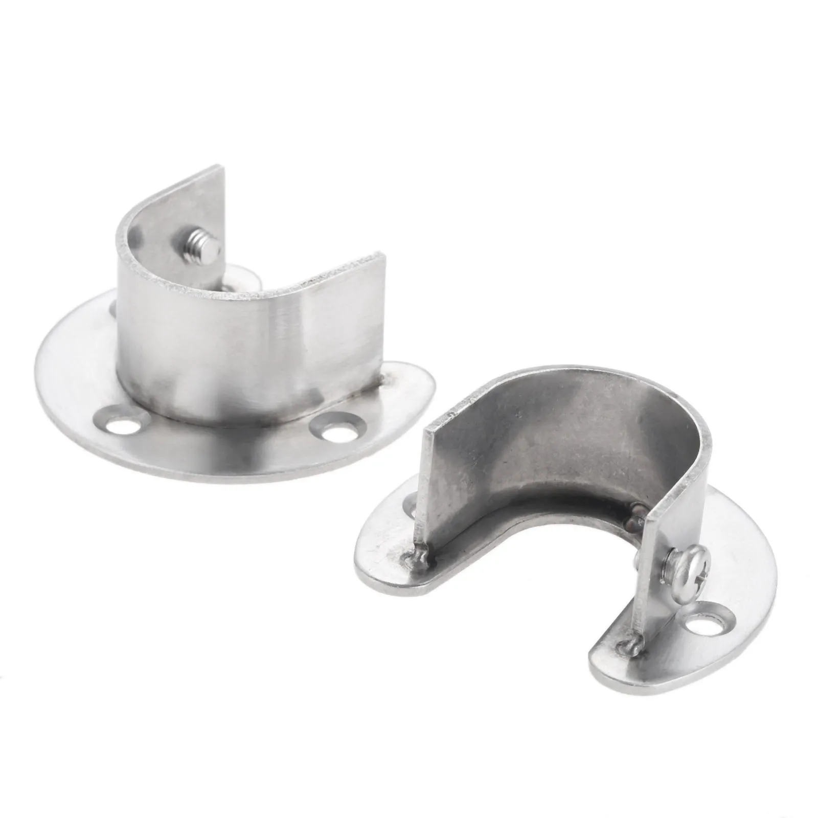 

2Pcs U-Shaped Rod Wardrobe Pipe Curtain Closet Clothes Rod Flanges Support Bracket Flange Holder Anti-rust Durable 25mm