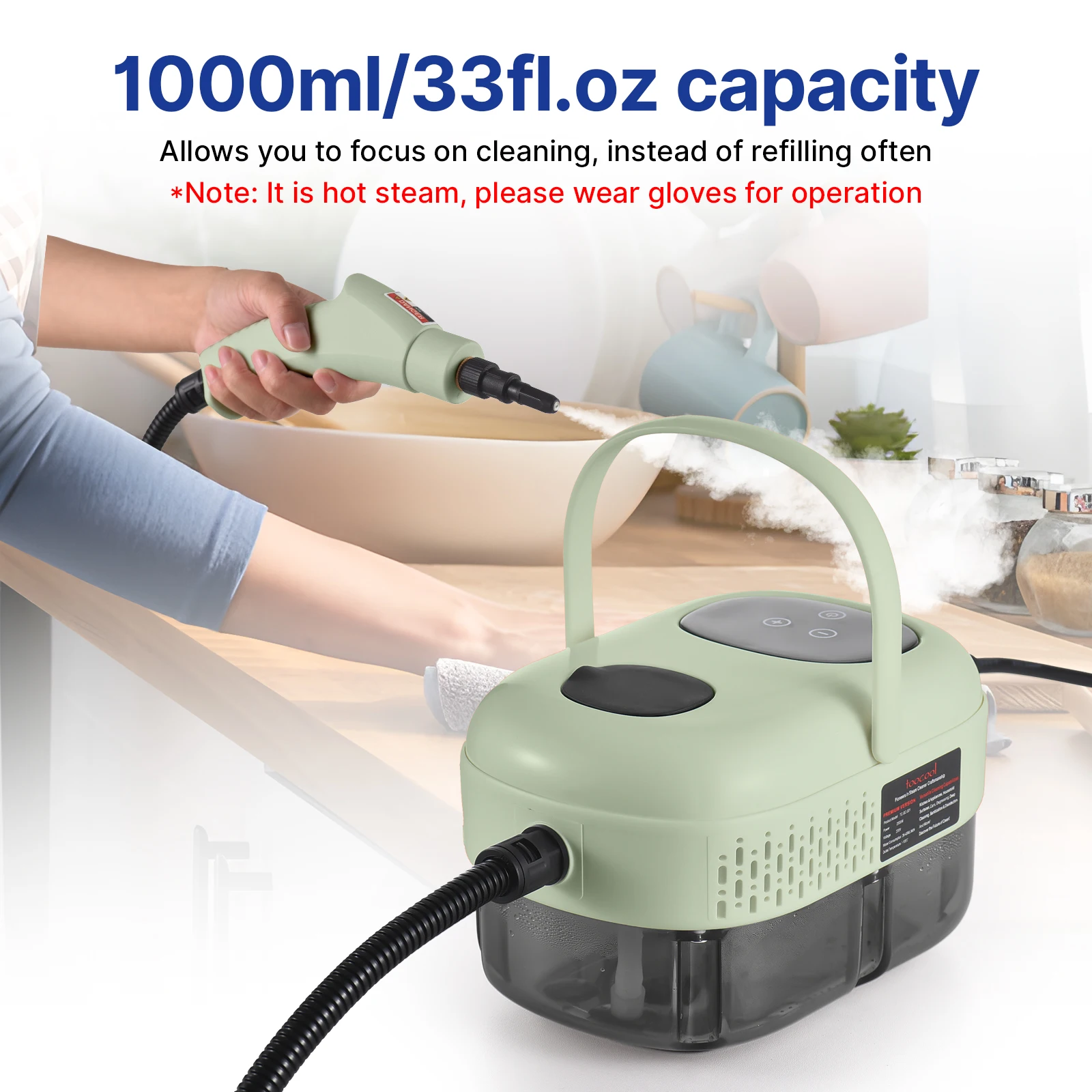 Multi Functional Handheld Steam Cleaner 2500W Ergonomic Handle Portable Smart Touch Screen 6 Levels Adjustable Steam Cleaner 5