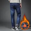Big Plus Size Men Warm Jeans 2023 Winter New Fashion Casual High Quality Fleece Elastic Straight Thick Trousers Jeans Male Brand 6