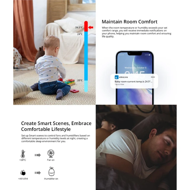SONOFF SNZB-02P Zigbee Temperature And Humidity Sensor Smart Home Thermometer Detector Via Ewelink Alexa Google Home Smartthings 4