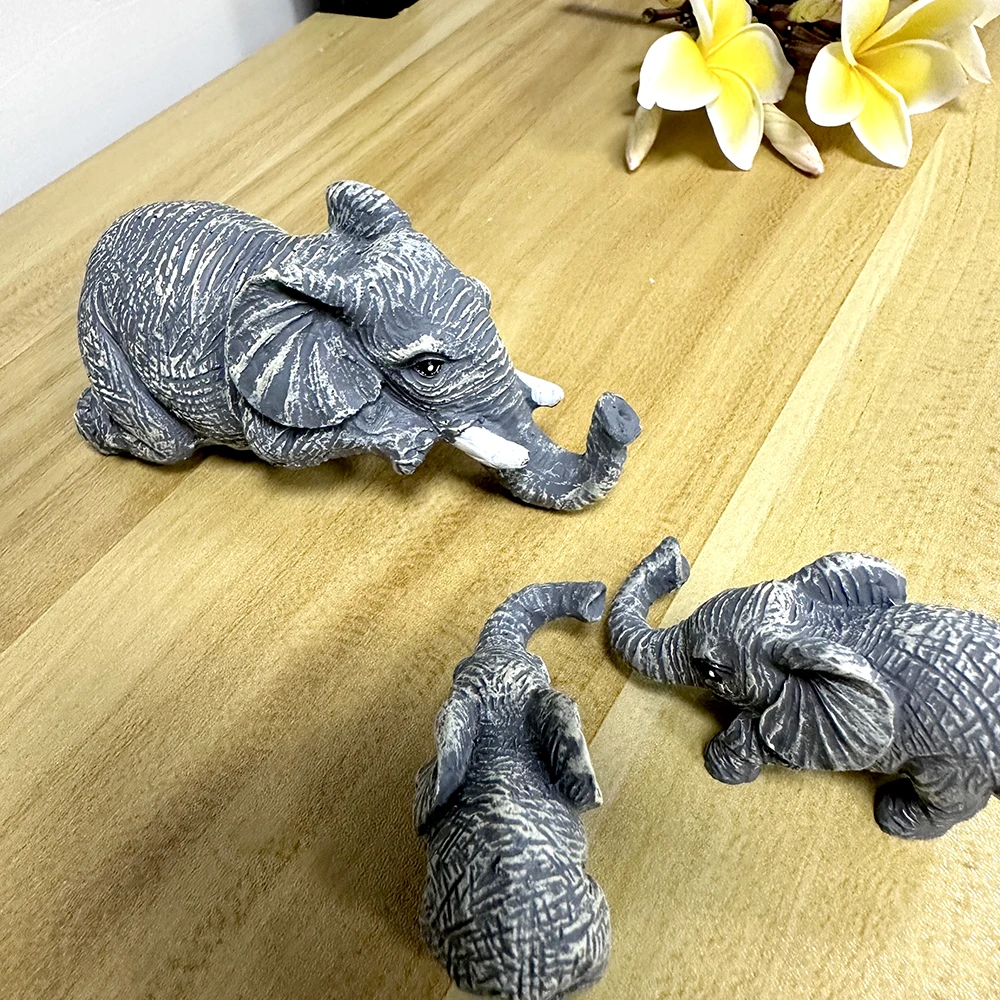 Elephant resin crafts Elephant Set of 3 Mother's Day and Thanksgiving Gifts Home Outdoor Decorative Small Ornaments Resin Hand-Painted Statues