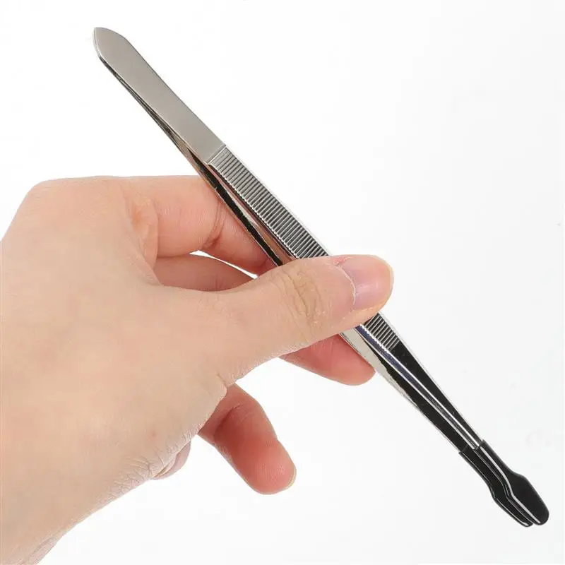 Rubber Tipped Tweezers Rubber Coating Long Flat Tip Bead Stamp Coin Jewelry Tong Hand Tool