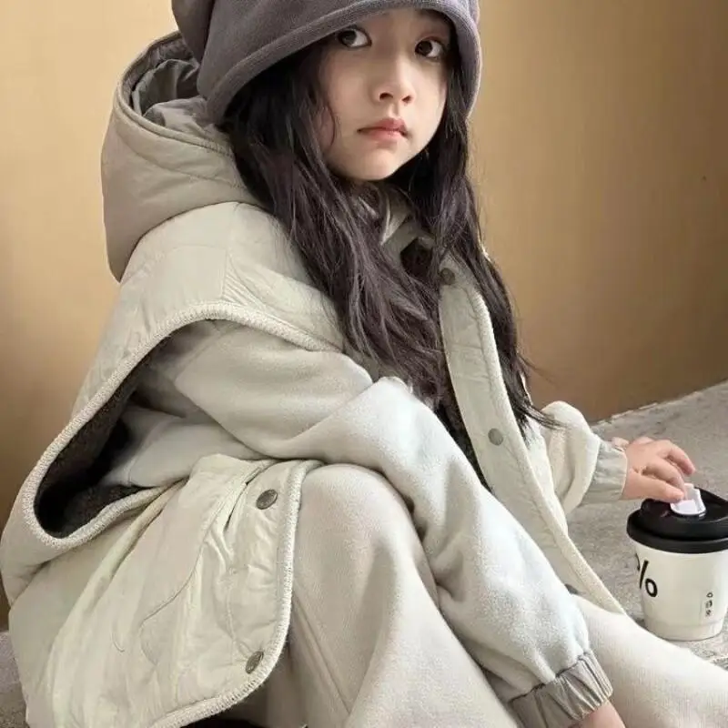 소년 소녀 따뜻한 조끼 가을 겨울 양면 조끼 단색 민소매 탑 편안한 어린이 의류 4-12세