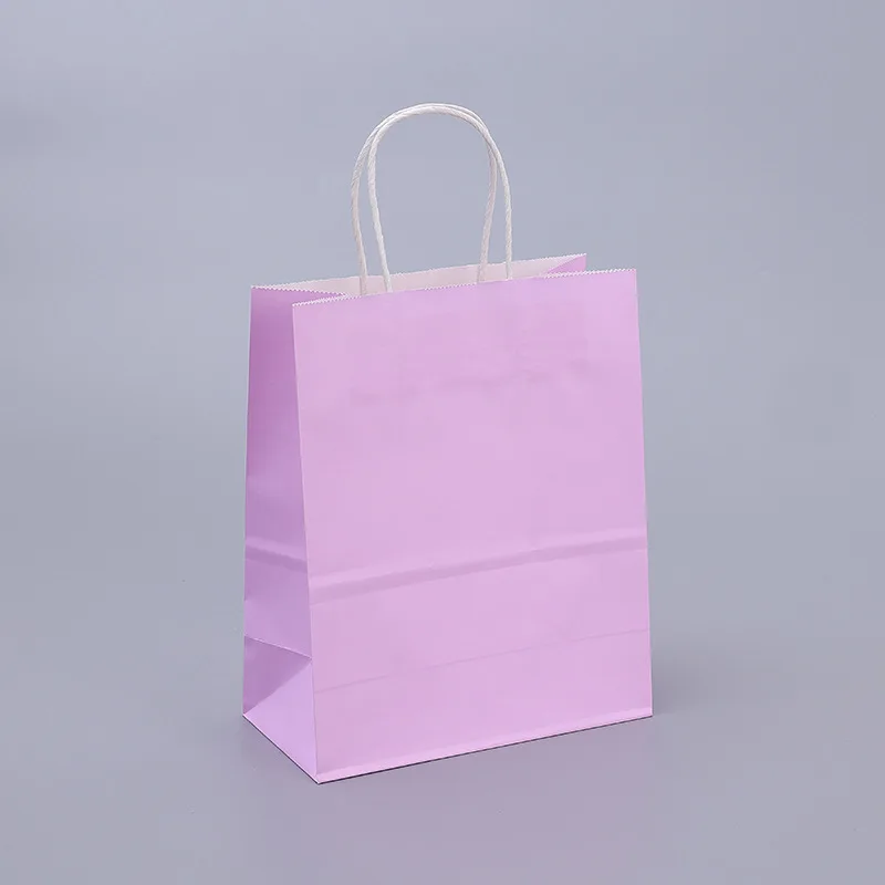 thumbnail image 1 of Bolsas de regalo de papel Kraft con asas, 10/20/30/50 unidades, para compras, manualidades, color marrón y blanco, para fiestas, suministros navideños, 1 of 5