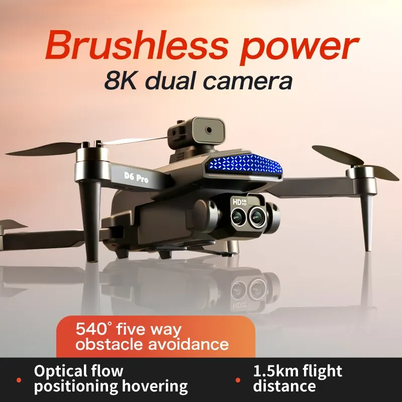 New D6 Pro Brushless Drone HD Dual ESC Camera 540° Obstacle