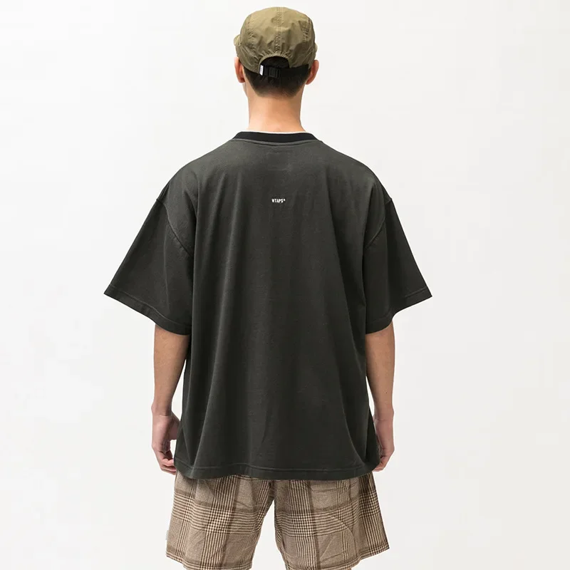 

Trendy brand WTAPS classic contrast neckline round neck short sleeve T-shirt men's loose casual Japanese sports half sleeve top