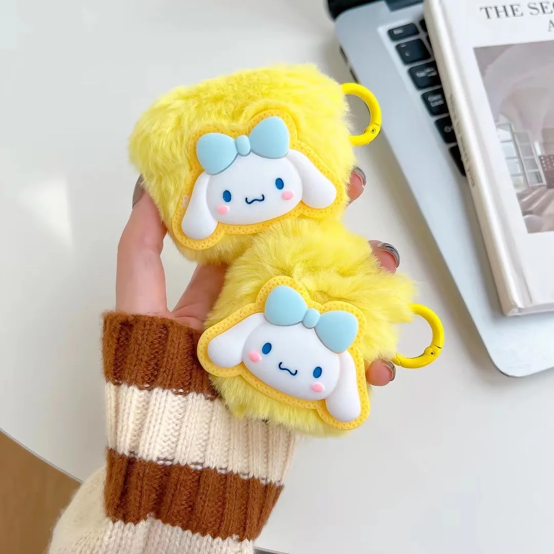 Custodia Sanrio Winter Plush Yellow Cinnamoroll Per Apple Airpods 1 2 3 Pro 2 Custodie Cover Per Iphone Bluetooth Earbuds Custodia Per Auricolari