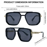 Lunettes de soleil polarisées carrées pour hommes 2026 – Luxe vintage, double pont, verres dégradés, pour la conduite, style rétro, monture plate, pour homme 5