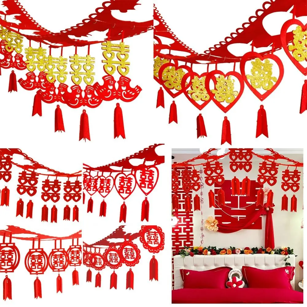 Hochzeits dekorationen im chinesischen Stil DIY traditionelles Frühlings fest chinesische Ehen hängen Banner Vlies Wohnkultur – Detail 5