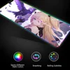 1pc Fischl Genshin Impact XXL RGB Gaming Mouse Pads HD Black Gamer Accessories Large LED 4