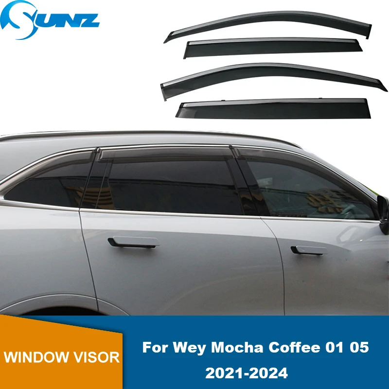 

Side Window Deflector Weather Shield Visor Sun Rain Guard For Wey Mocha Coffee 01 05 2021 2022 2023 2024 4pcs Car Window Visor