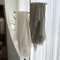 Cotton Linen Solid Color Scarf Female Summer Sun Protection Medium Length Gauze Japanese Korean Beach Scarves Tourism Shawl 1