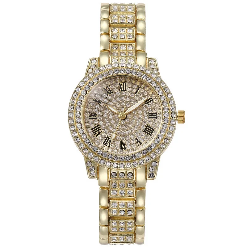 New Luxury Shiny Diamond Watch for Women Elegant Brand Quartz Steel Bracelet Watches Zircon Crystal Fashion Wristwatch Clock - 5
