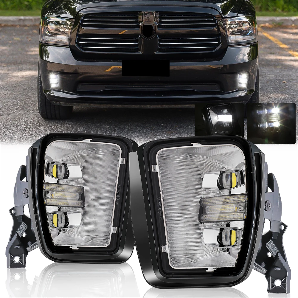 DJALURTEX Luces Antiniebla LED Para Automóvil Compatibles Con Dodge Ram 1500 2013 2014 2015 2016 2017 2018 2019 2020 Parachoques Conducción Antiniebla (negro