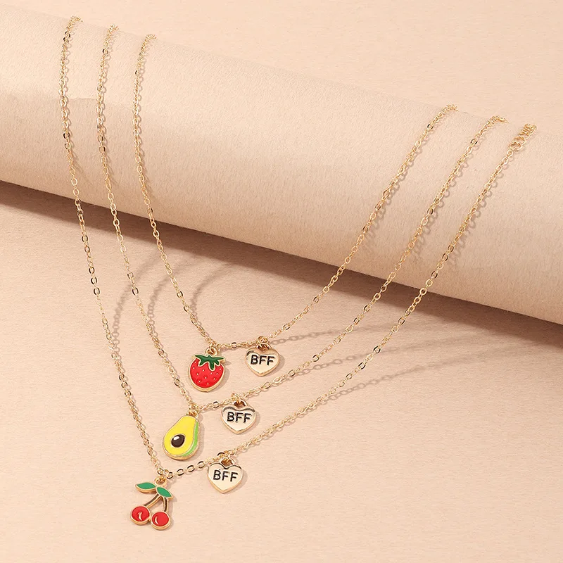 Best Friend Necklaces BFF Heart Split Necklace Set Avocado Cat
