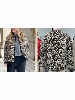 Women s Leopard Print Puffer Jacket with Hood and Faux Fur Lining Stylish Winter Coat Warm Outerwear Zip Up Parka 3
