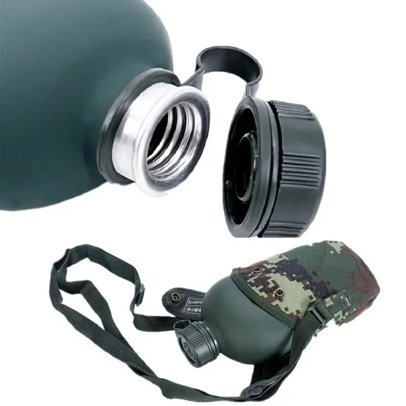 Portable Water Bottle Camouflage Water Bottle 1L Leak Proof Wide Mouth Portable Camping Tactical Outdoor Gym Hunting Travel With Pouch Canteen Hiking