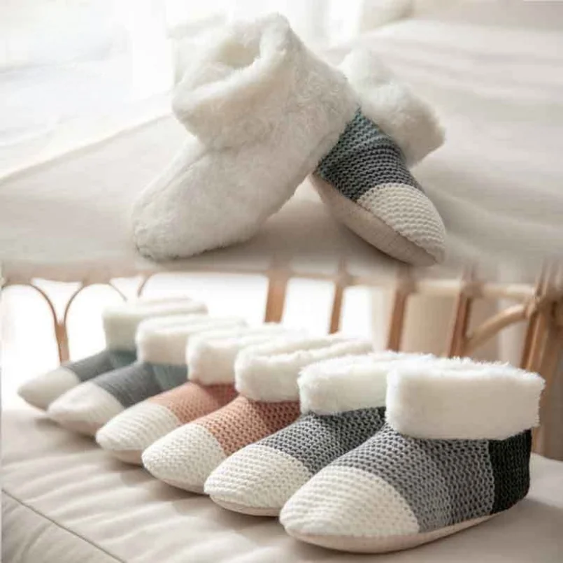 Home Slipper Womens Winter Warm Fuzzy Furry Contton Plush Anti Skid Grip Sole Indoor Female Fluffy House Shoes Ladies 2024 New
