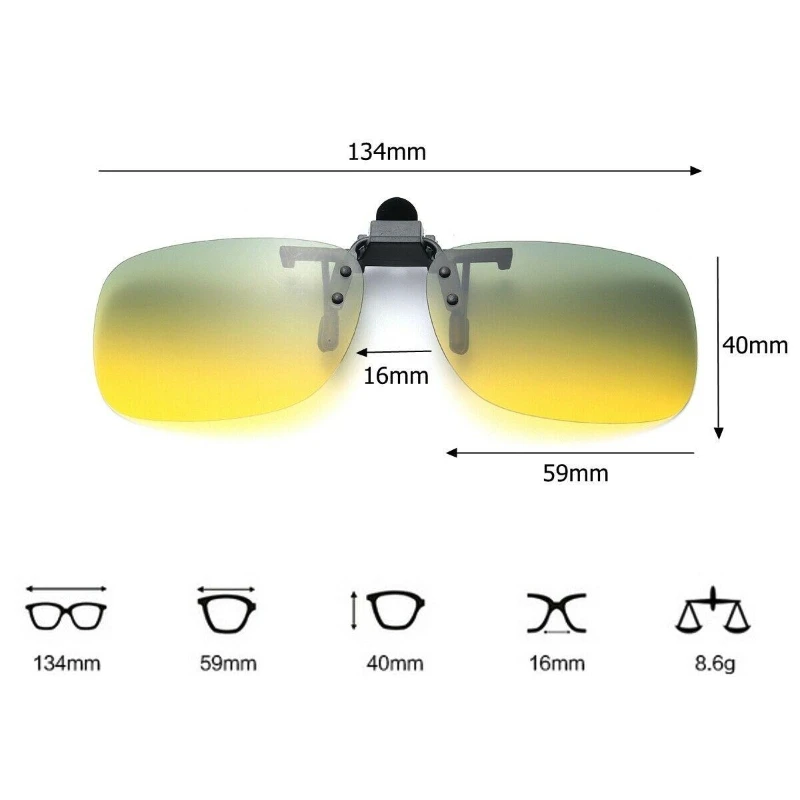 UV400 Day and Night Vision Polarized Sunglasses Clip-on Anti-Glare Driving Glasses Flip-Up Sunglasses Lens polarized sunglasses night vision sunglasses driving glasses anti glare sunglasses
