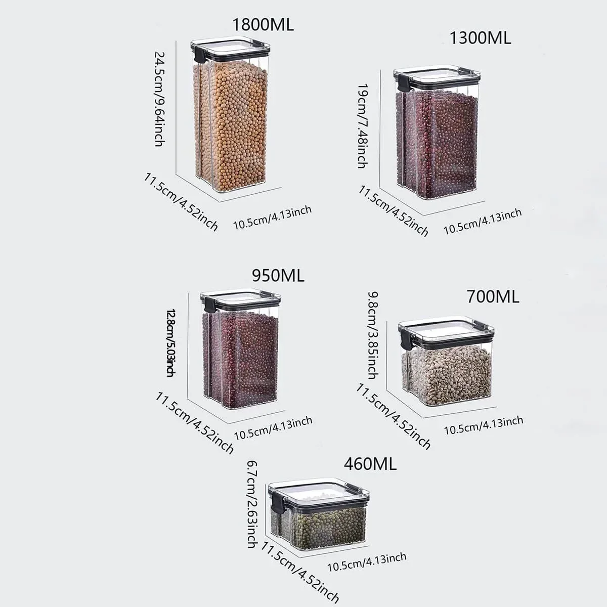 2pcs-Food Storage Containers With Lids, Clear Airtight Food Jars, Moisture-proof Transparent Sealed Fresh-keeping Box