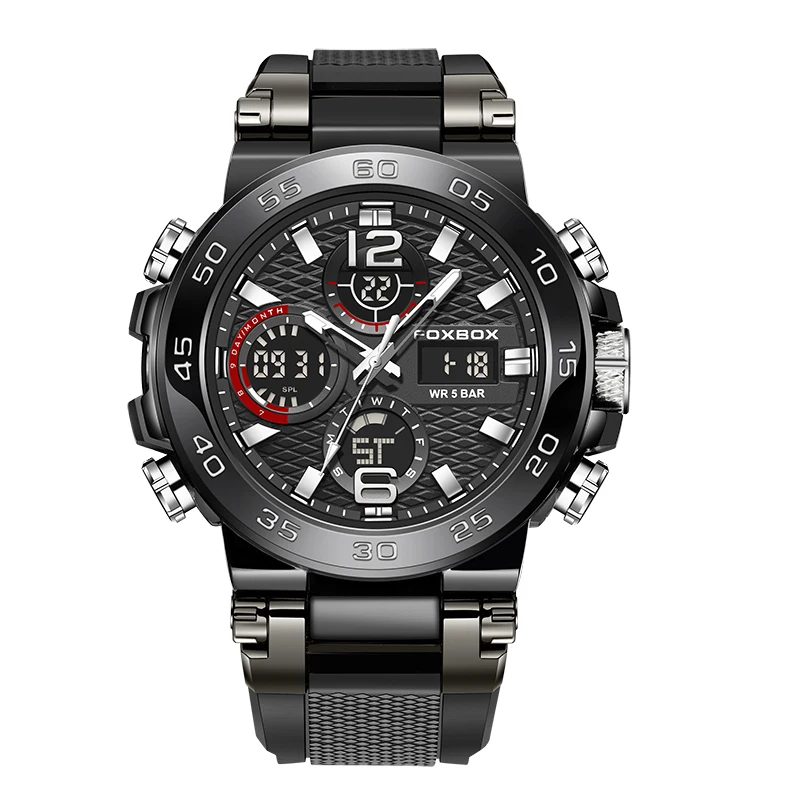 Watches For Men 50M Waterproof Clock Alarm LCD Dual Display Wristwatch Quartz Military Sports Mens Watch_voghion.com