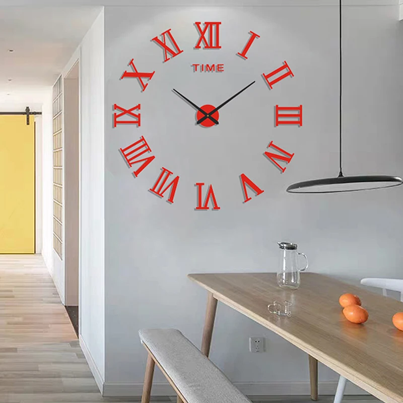 1Pc 3D Wall Clock Mirror Wall Stickers Creative DIY Clocks Modern Design Mute Quartz Needle Watch Home Decor