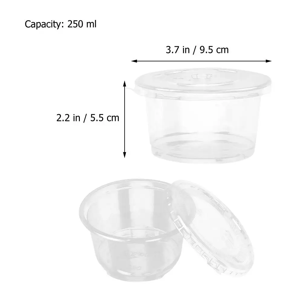 100pcs Plastic Cups 250ml Disposable Plastic Cake Cup Dessert Cups High Lid Ice Cream Cake Yogurt Bowls Container